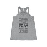 Women's Pray About Everything Flowy Racerback Tank-Clothing-The Faith And Glory Company-Athletic Heather-XS-The Faith And Glory Company 