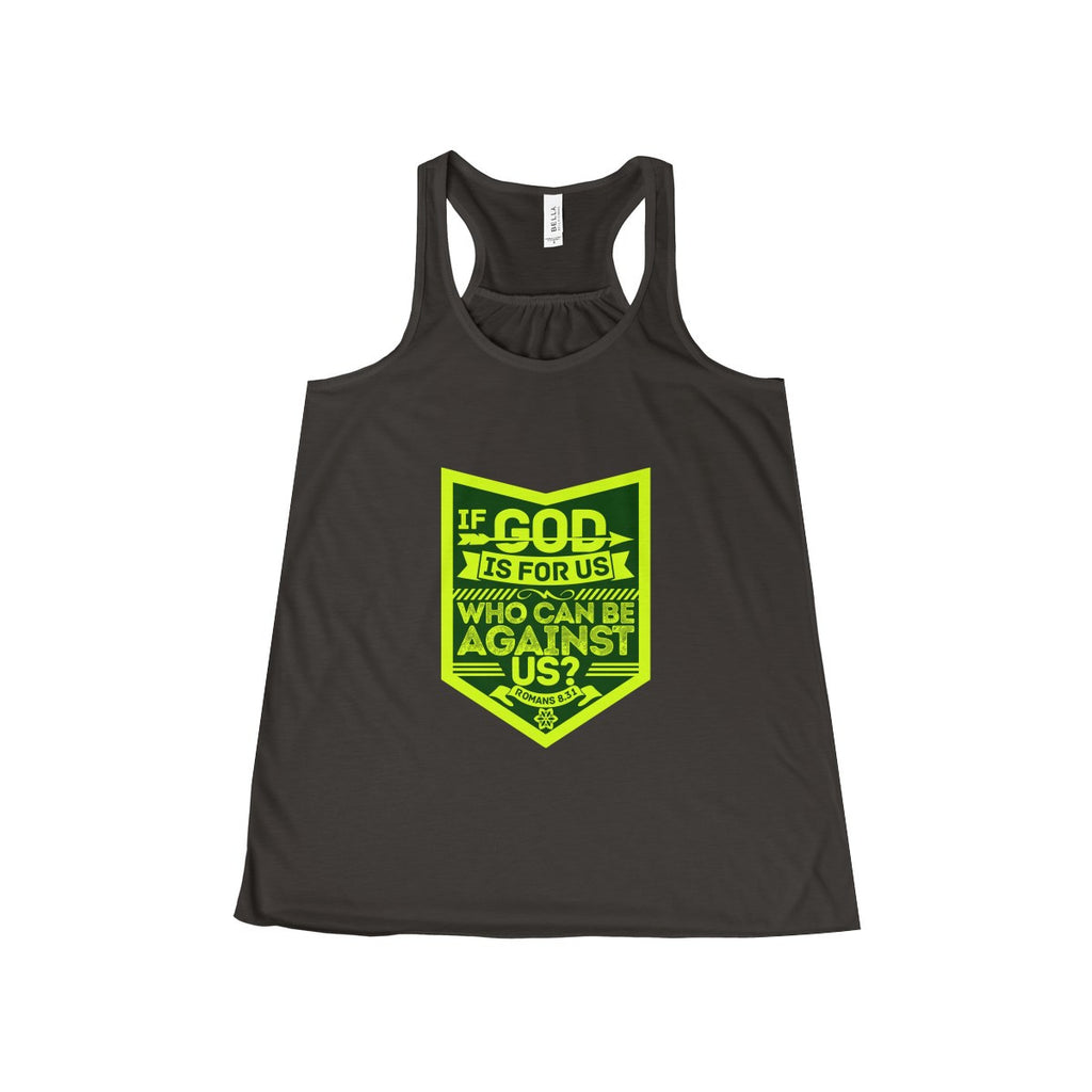 Women's Who Can Be Against Us Flowy Racerback Tank-Clothing-The Faith And Glory Company-Black-XXS-The Faith And Glory Company 