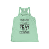 Women's Pray About Everything Flowy Racerback Tank-Clothing-The Faith And Glory Company-Mint-XS-The Faith And Glory Company 