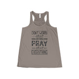 Women's Pray About Everything Flowy Racerback Tank-Clothing-The Faith And Glory Company-Pebble Brown-S-The Faith And Glory Company 