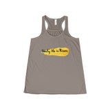 Women's He Is Risen Flowy Racerback Tank-Clothing-The Faith And Glory Company-Pebble Brown-S-The Faith And Glory Company 