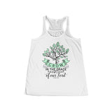 Women's Grow In The Grace Flowy Racerback Tank-Clothing-The Faith And Glory Company-White-XS-The Faith And Glory Company 