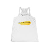 Women's He Is Risen Flowy Racerback Tank-Clothing-The Faith And Glory Company-White-XS-The Faith And Glory Company 