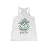 Women's Grow In The Grace Flowy Racerback Tank-Clothing-The Faith And Glory Company-White Marble-XS-The Faith And Glory Company 