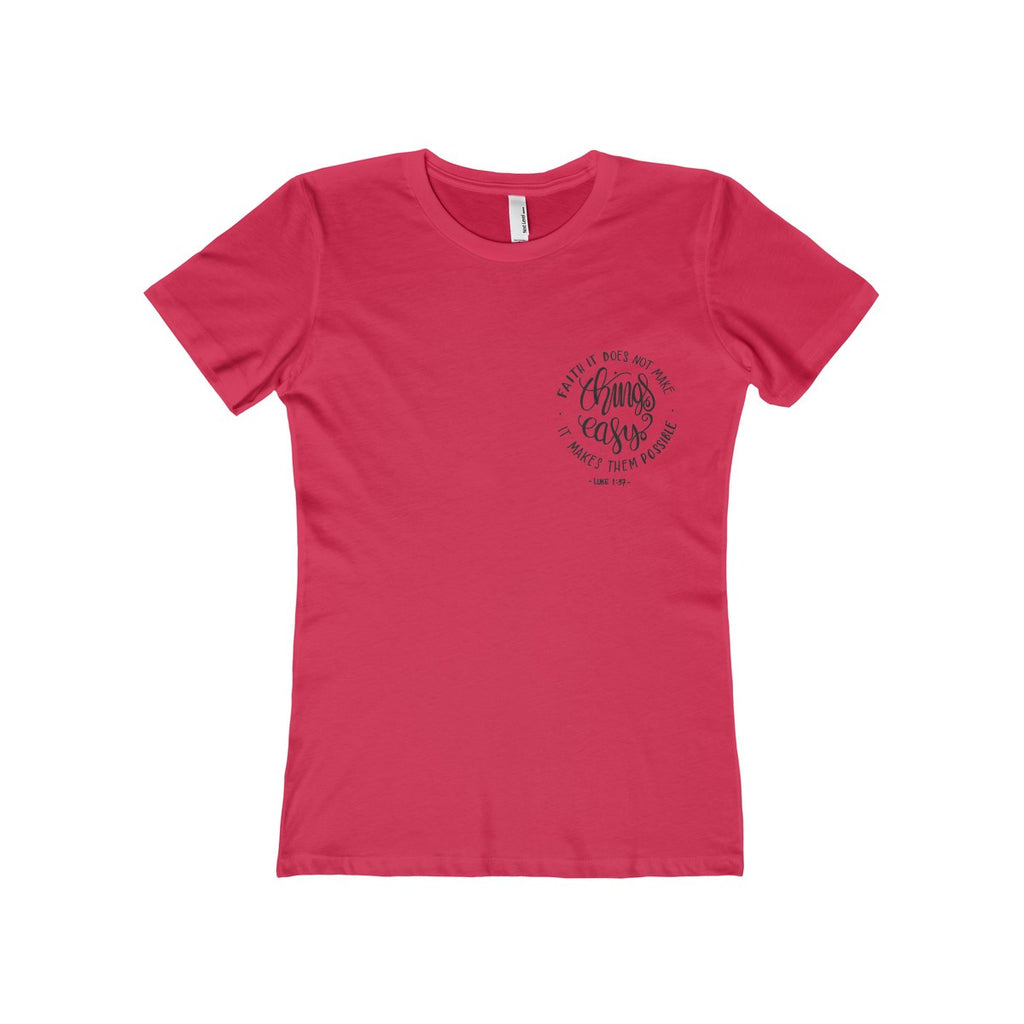 Women's Faith Makes It Possible Boyfriend Tee-Clothing-The Faith And Glory Company-Solid Red-S-The Faith And Glory Company 