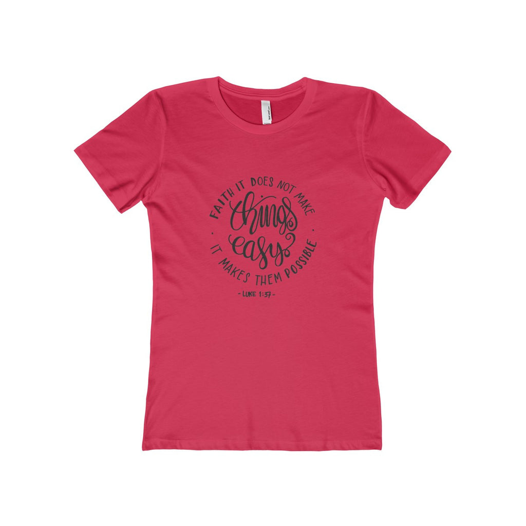 Women's Faith Makes It Possible Boyfriend Tee-T-Shirt-The Faith And Glory Company-Solid Red-S-The Faith And Glory Company 