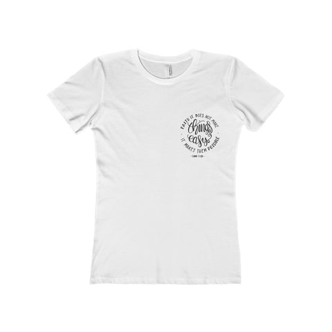 Women's Faith Makes It Possible Boyfriend Tee-Clothing-The Faith And Glory Company-Solid White-S-The Faith And Glory Company 