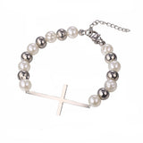 Faux Pearl Cross Bracelet-Jewelry-The Faith And Glory Company-The Faith And Glory Company 