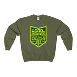 Women's Who Can Be Against Us Adult Crewneck Sweatshirt-Clothing-The Faith And Glory Company-Military Green-S-The Faith And Glory Company 