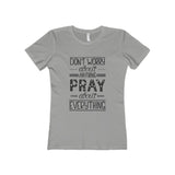 Women's Pray About Everything Boyfriend Tee-Clothing-The Faith And Glory Company-90/10 Heather Gray-S-The Faith And Glory Company 