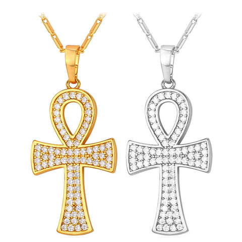 Rhinestone Ankh Cross Pendant Necklace-Jewelry-The Faith And Glory Company-The Faith And Glory Company 