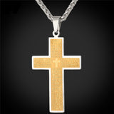 Men's Two Tone Padre Nuestro (Lord's Prayer) Cross Necklace-Jewelry-The Faith And Glory Company-The Faith And Glory Company 