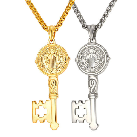 The Key to Conviction Saint Benedict Pendant Necklace-Jewelry-The Faith And Glory Company-Stainless Steel-The Faith And Glory Company 