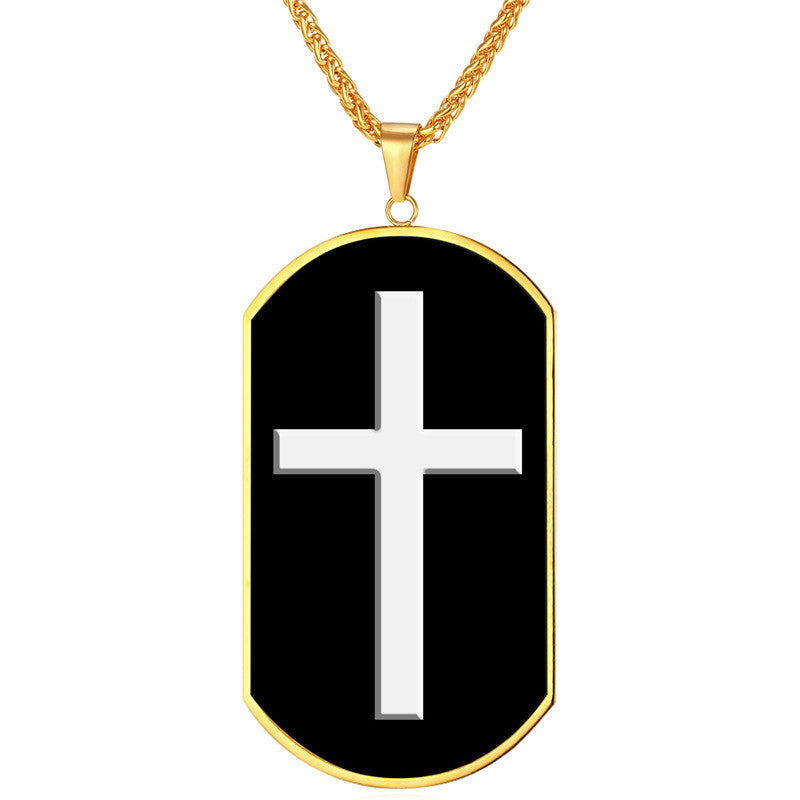 Classic Cross Dog Tag Necklace-Jewelry-The Faith And Glory Company-The Faith And Glory Company 