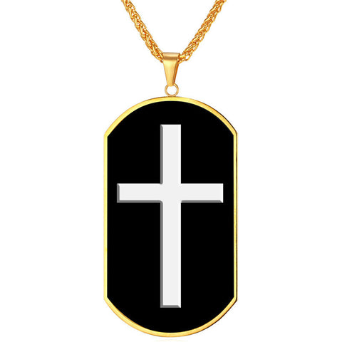 Classic Cross Dog Tag Necklace-Jewelry-The Faith And Glory Company-The Faith And Glory Company 