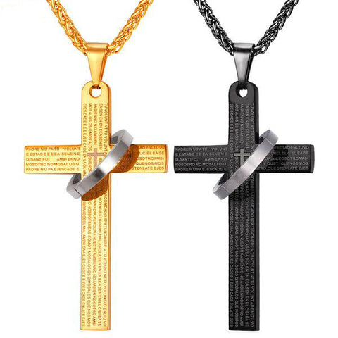 Men's Padre Nuestro (Lord's Prayer) Celtic Cross Pendant Necklace-Jewelry-The Faith And Glory Company-The Faith And Glory Company 