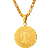 Saint Benedict Round Pendant Necklace-Jewelry-The Faith And Glory Company-Gold Plated-The Faith And Glory Company 