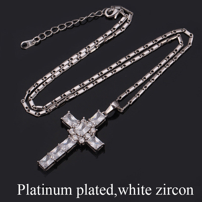 Rhinestone Cross Pendant Necklace-Jewelry-The Faith And Glory Company-Stainless Steel-The Faith And Glory Company 