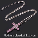 Rhinestone Cross Pendant Necklace-Jewelry-The Faith And Glory Company-Pink Stainless Steel-The Faith And Glory Company 