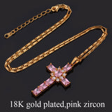 Rhinestone Cross Pendant Necklace-Jewelry-The Faith And Glory Company-Pink Gold Plated-The Faith And Glory Company 