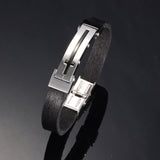 Leather & Steel Cross Bracelet-Jewelry-The Faith And Glory Company-The Faith And Glory Company 