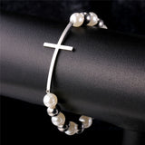 Faux Pearl Cross Bracelet-Jewelry-The Faith And Glory Company-The Faith And Glory Company 