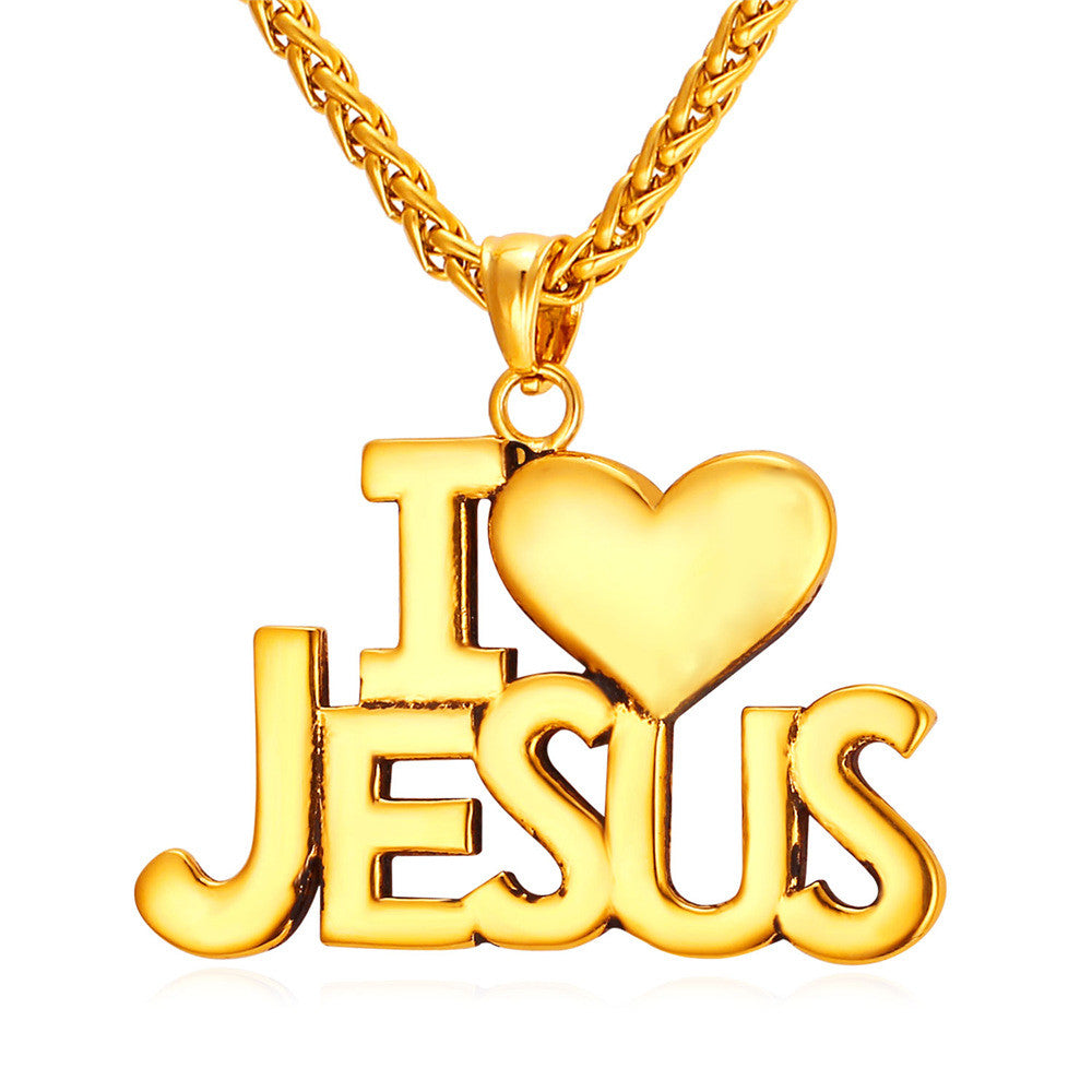 I ♥ Jesus Pendant Necklace-Jewelry-The Faith And Glory Company-Gold Plated-The Faith And Glory Company 