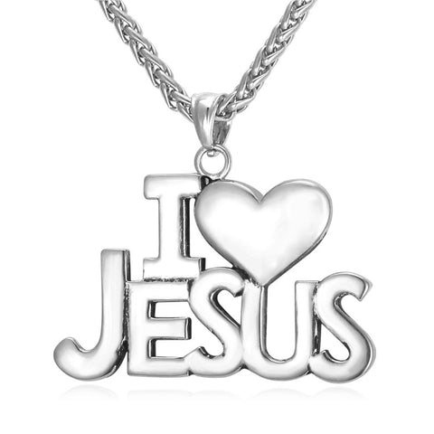 I ♥ Jesus Pendant Necklace-Jewelry-The Faith And Glory Company-Stainless Steel-The Faith And Glory Company 