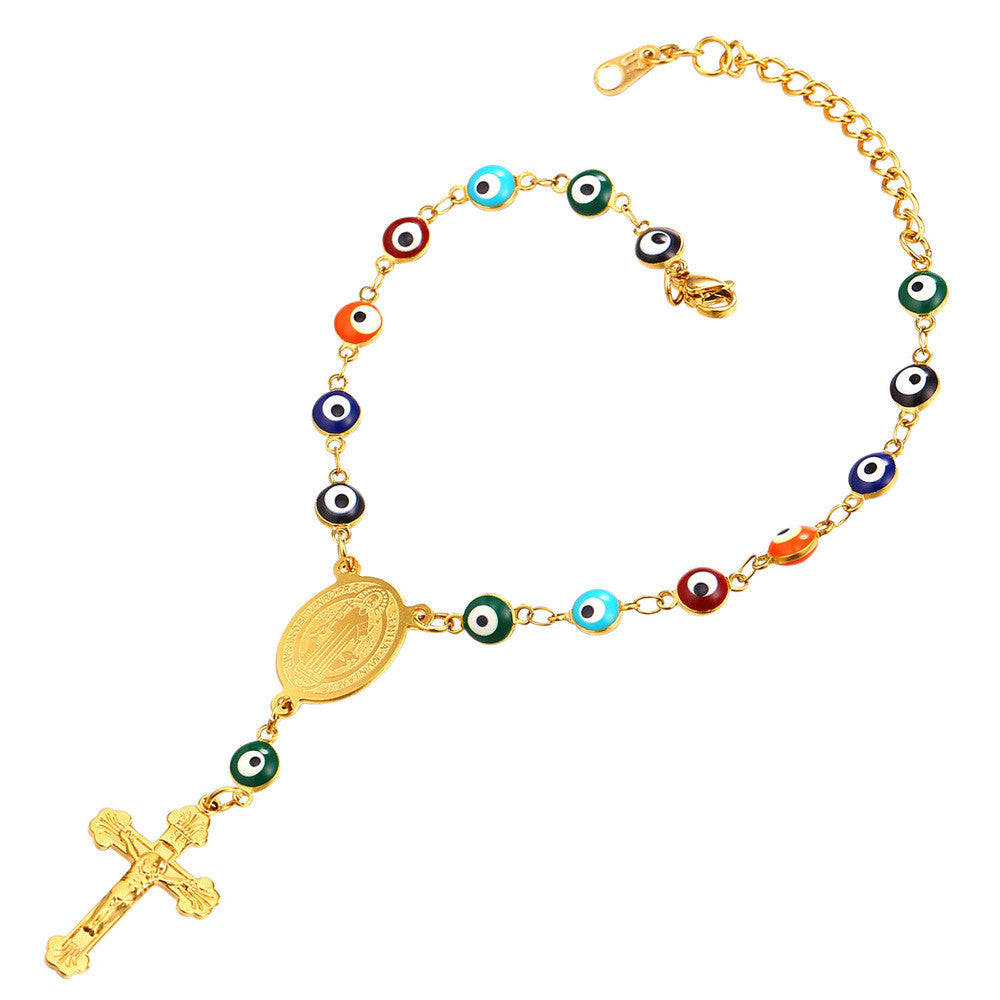 Colorful Nazar Boncuk Rosary Bracelet-Jewelry-The Faith And Glory Company-Gold Plated-The Faith And Glory Company 