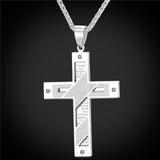 Men's Lord's Prayer Cross Pendant Necklace-Jewelry-The Faith And Glory Company-Stainless Steel-The Faith And Glory Company 