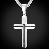 Men's Padre Nuestro (Lord's Prayer) Cruzar Necklace-Jewelry-The Faith And Glory Company-Stainless Steel-The Faith And Glory Company 