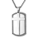 Men's Hinged Cross Dog Tag Necklace-Jewelry-The Faith And Glory Company-Stainless Steel-The Faith And Glory Company 