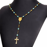 The Nazar Boncuk & Cross Rosary Necklace-Jewelry-The Faith And Glory Company-The Faith And Glory Company 