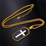 Classic Cross Dog Tag Necklace-Jewelry-The Faith And Glory Company-The Faith And Glory Company 