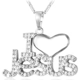 I ♥ Jesus Rhinestone Pendant Necklace-Jewelry-The Faith And Glory Company-Stainless Steel-The Faith And Glory Company 