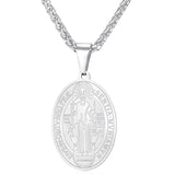 Saint Benedict Oval Pendant Necklace-Jewelry-The Faith And Glory Company-Stainless Steel-The Faith And Glory Company 