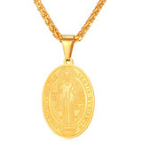 Saint Benedict Oval Pendant Necklace-Jewelry-The Faith And Glory Company-Gold Plated-The Faith And Glory Company 