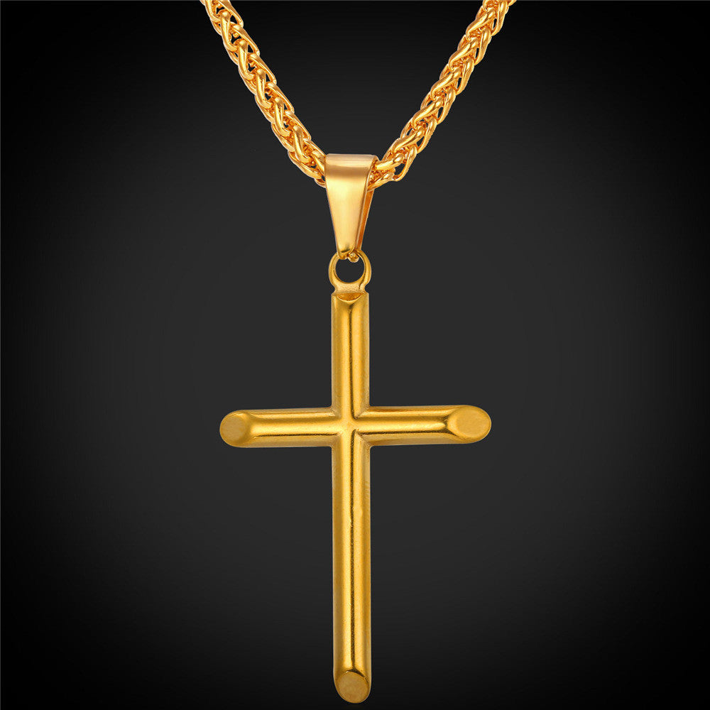 Men's Simple Cross Pendant Necklace-Jewelry-The Faith And Glory Company-Gold Plated-The Faith And Glory Company 