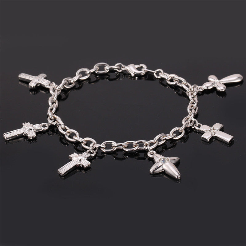 Cross Charm Bracelet-Jewelry-The Faith And Glory Company-Stainless Steel-The Faith And Glory Company 