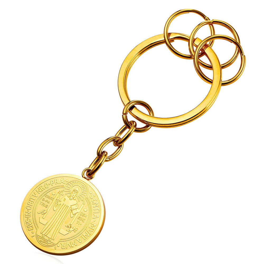 Saint Benedict Keychain-Jewelry-The Faith And Glory Company-Gold Plated-The Faith And Glory Company 