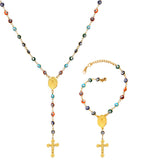 Colorful Nazar Boncuk Rosary Necklace and Bracelet Set-Jewelry-The Faith And Glory Company-Gold Plated-The Faith And Glory Company 