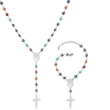 Colorful Nazar Boncuk Rosary Necklace and Bracelet Set-Jewelry-The Faith And Glory Company-Stainless Steel-The Faith And Glory Company 