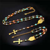 Colorful Nazar Boncuk Rosary Necklace and Bracelet Set-Jewelry-The Faith And Glory Company-The Faith And Glory Company 