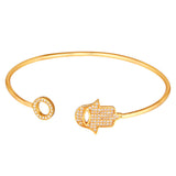 Rhinestone Hamsa Pendant Bangle-Jewelry-The Faith And Glory Company-Gold Plated-The Faith And Glory Company 