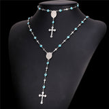 The Nazar Boncuk & Cross Rosary Necklace and Bracelet Set-Jewelry-The Faith And Glory Company-The Faith And Glory Company 