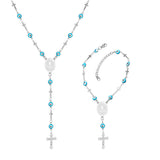 The Nazar Boncuk & Cross Rosary Necklace and Bracelet Set-Jewelry-The Faith And Glory Company-Stainless Steel-The Faith And Glory Company 