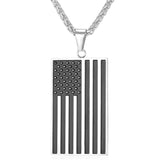 Old Glory Pendant Necklace-Jewelry-The Faith And Glory Company-Black Flag Silver Plated-The Faith And Glory Company 