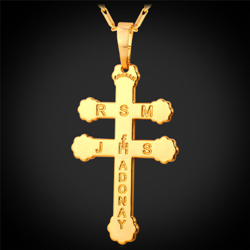 Patriarchal Cross Pendant Necklace-Jewelry-The Faith And Glory Company-Gold Plated-The Faith And Glory Company 