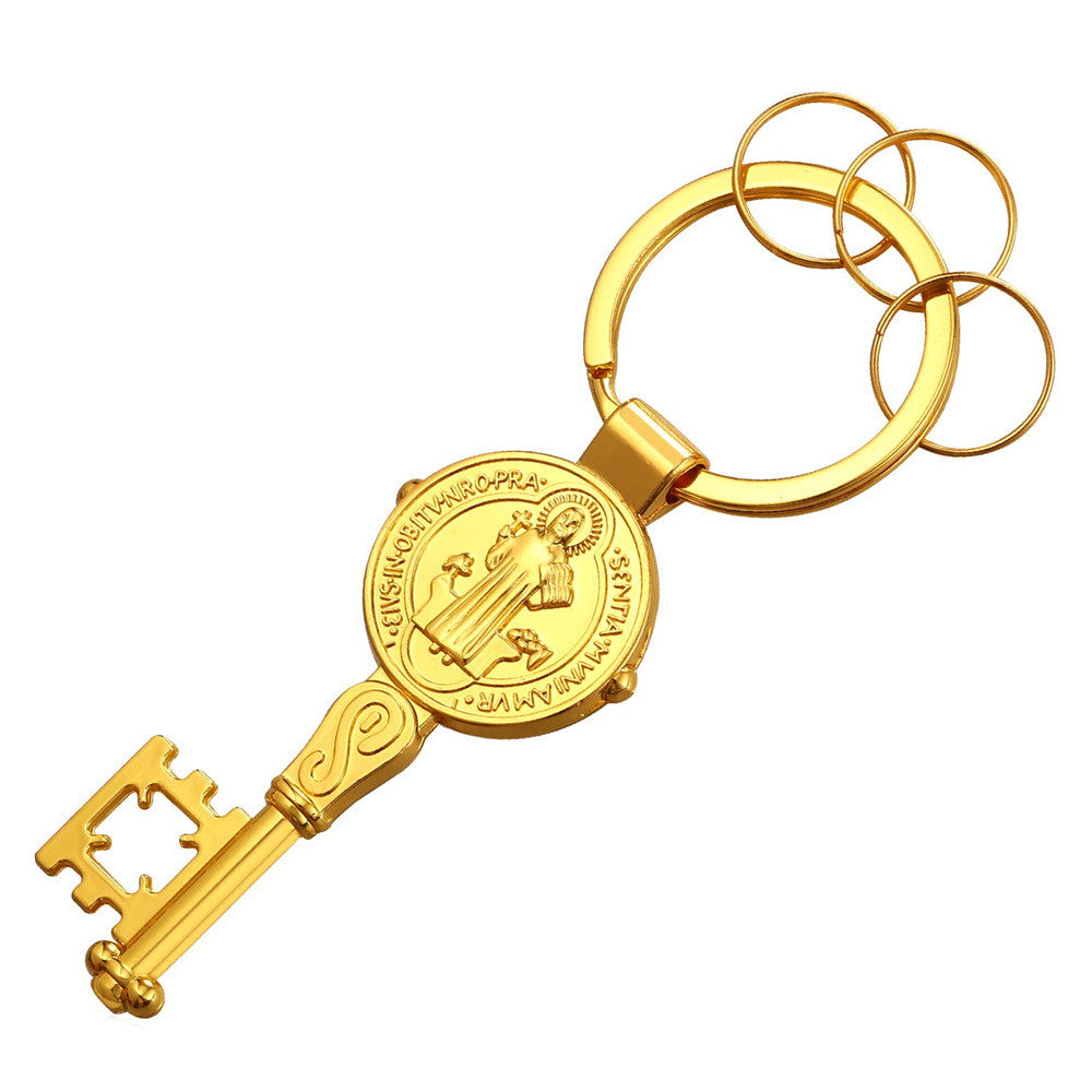 The Key to Conviction Saint Benedict Keychain-Jewelry-The Faith And Glory Company-Gold Plated-The Faith And Glory Company 