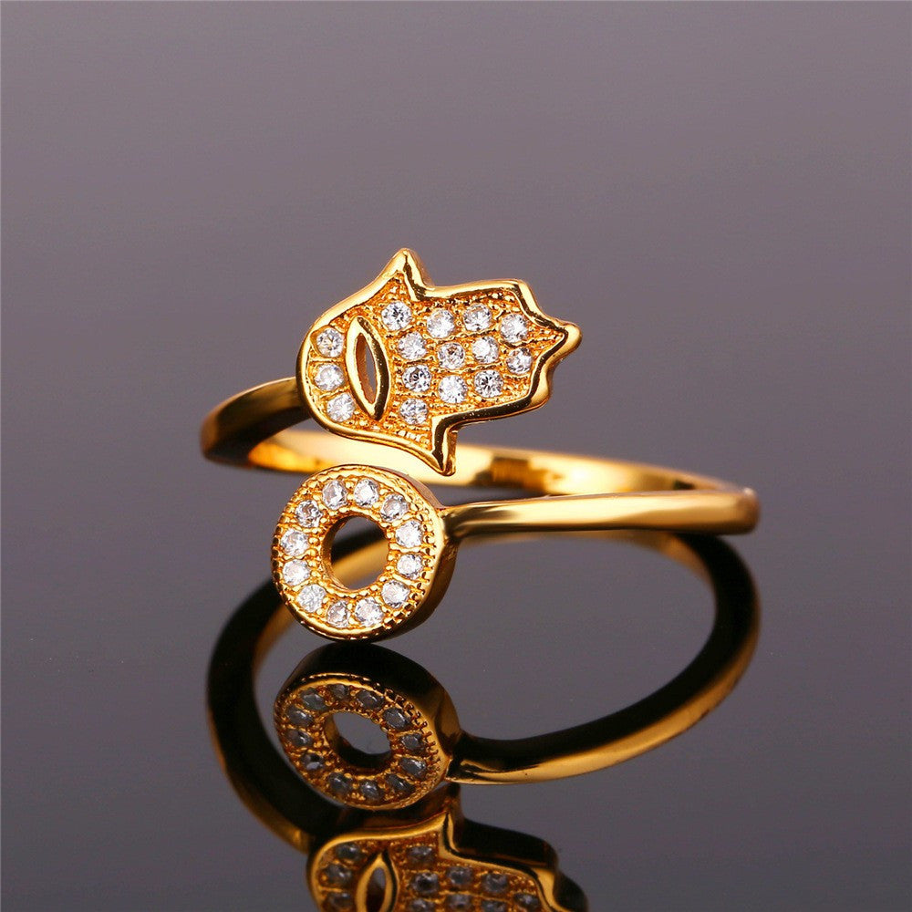 Hamsa Ring-Jewelry-The Faith And Glory Company-Resizable-Gold Plated-The Faith And Glory Company 